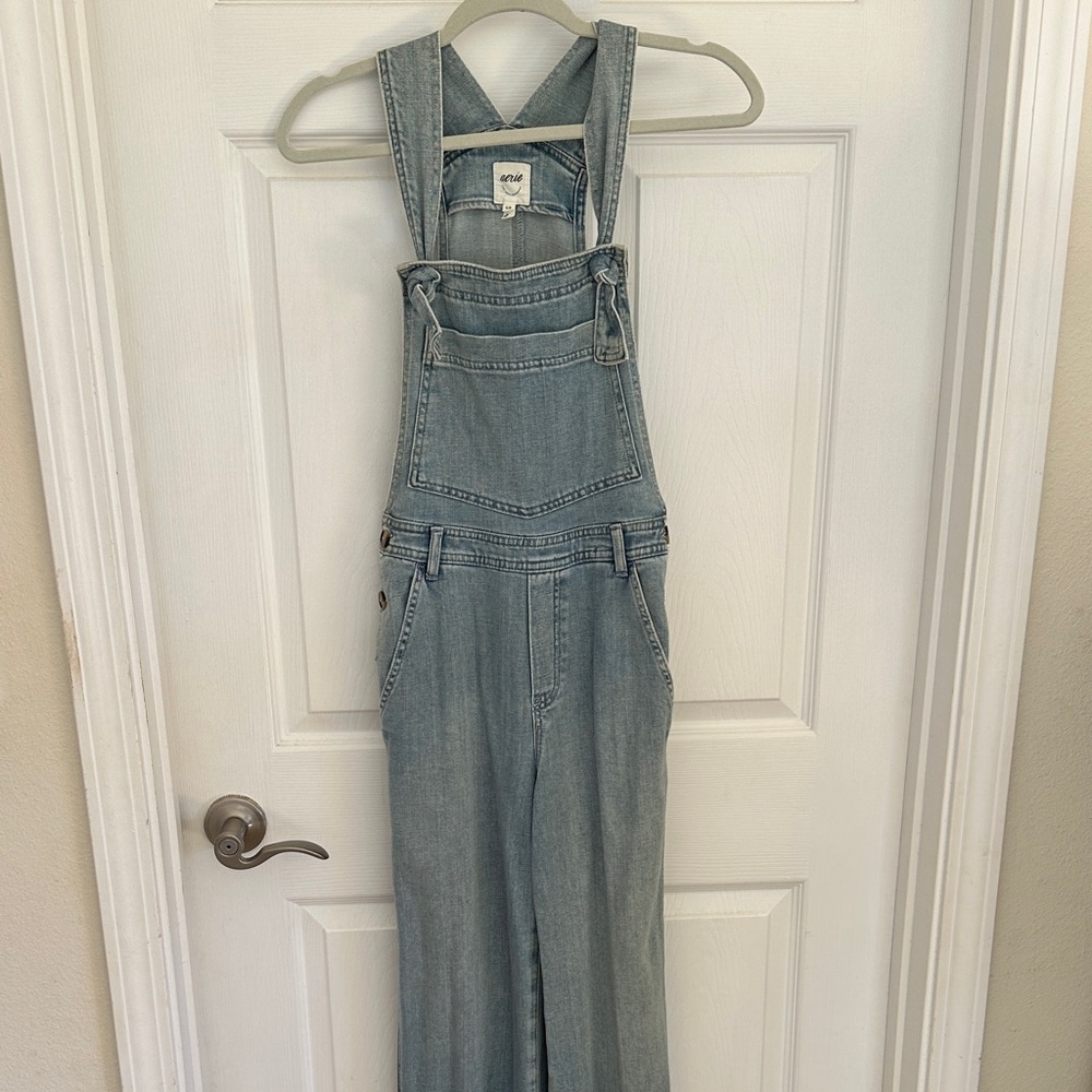 Aerie Denim Overalls in Light Blue